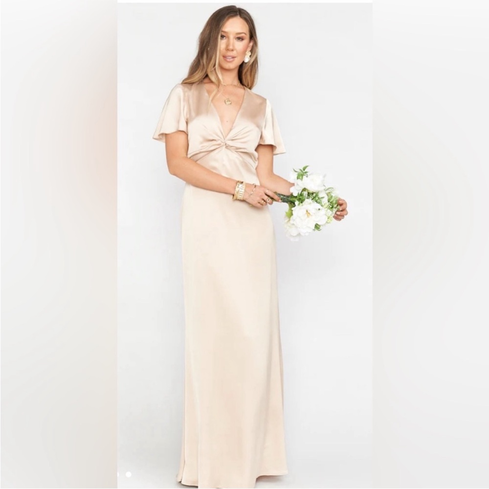 Show me your MUMU rose twist gown- champagne luxe satin